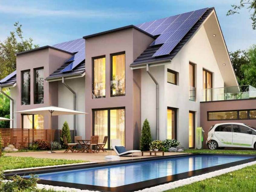 Beautiful modern house with solar panels — Electrician Near Me in Buderim, QLD