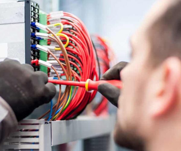 Closeup of electrician engineer works — Residential Electrician in Buderim, QLD